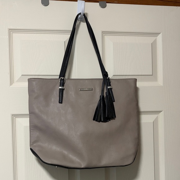 Nine West Handbags - Nine West Gray/Taupe and Black Tote Bag